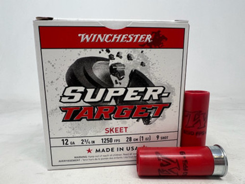 Winchester 12 Gauge Super-Target Ammunition TRGT12509BOX 2-3/4" #9 Shot 1oz 1250fps 25 Rounds