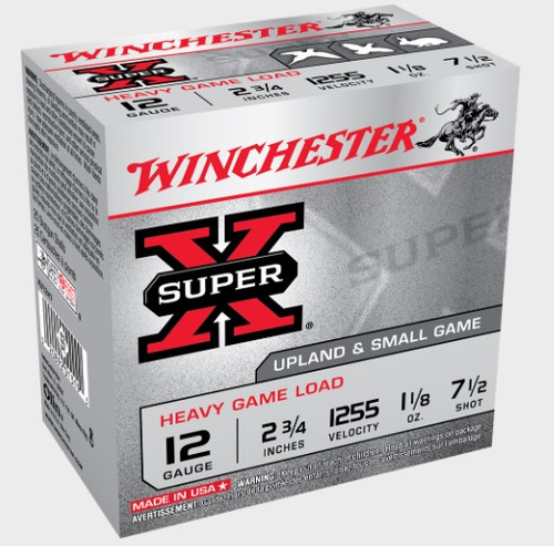 Winchester 12 Gauge Ammunition Super-X W12H7 2-3/4" #7.5 Shot 1-1/8oz 1255fps 25 Rounds