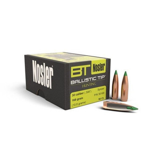 Nosler 30 Caliber Bullet 30168 168 Grain Ballistic Tip Hunting 50 count