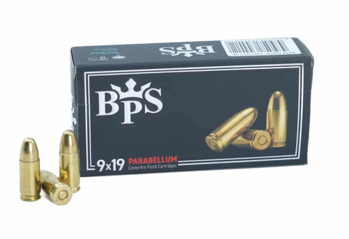 BPS 9mm Ammunition BPS9MM124 124 Grain Full Metal Jacket 50 Rounds