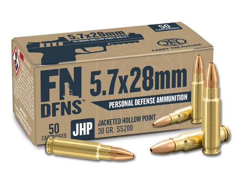 FN 5.7X28mm Ammunition Personal Defense FNSS200 30 Grain Jacketed Hollow Point 50 Rounds
