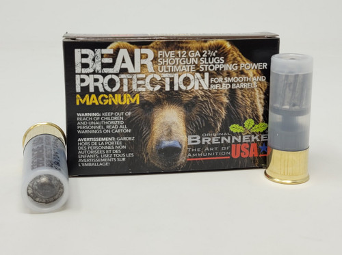Brenneke 12 Gauge Ammunition Bear Protection Magnum SL122BPM 2-3/4" Slug 1-3/8oz 1650fps 5 Rounds
