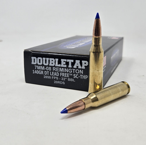 DoubleTap 7mm-08 Rem Ammunition Lead Free 7M08140MRX 140 Grain Solid Copper Tipped Hollow Point 20 Rounds