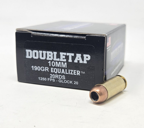DoubleTap 10mm Ammunition Equalizer 10M190EQ 190 Grain Jacketed Hollow Point 20 Rounds