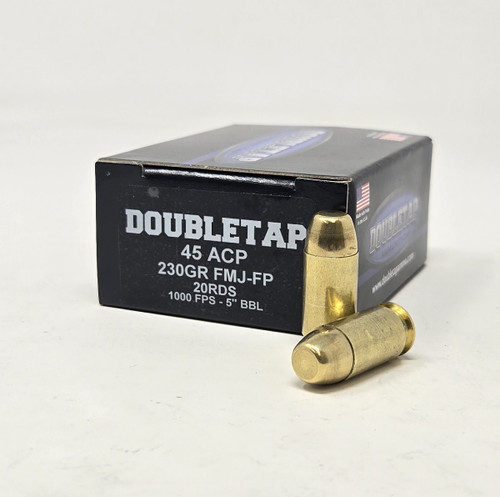 DoubleTap 45 Auto Ammunition 45A230FP 230 Grain Flat Point Full Metal Jacket 20 Rounds
