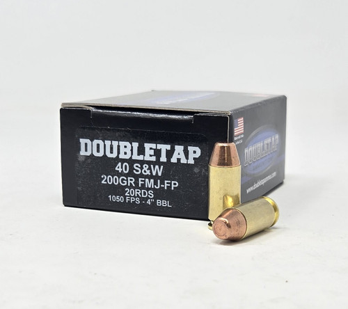 DoubleTap 40 S&W Ammunition 40200FP 200 Grain Flat Point Full Metal Jacket 20 Rounds