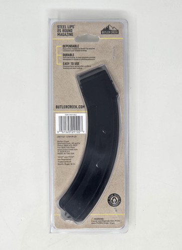 Butler Creek 22 LR Magazine Fits Ruger 10/22, Ruger 77/22 & AMT Lightning Steel Lips MO112563 25 Rounder Black