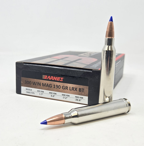 Barnes 300 Win Mag Ammunition Copper LRX LR300W01 190 Grain Long Range Ballistic Tip 20 Rounds