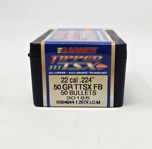 Barnes 22 Cal (.224 Dia) Reloading Bullets Copper TTSX B30185 50 Grain Flat Base Ballistic Tip 50 Pieces