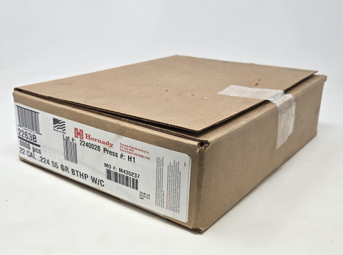 Hornady 22 Cal (.224 Dia) Reloading Bullets H2263B 55 Grain Boat Tail Hollow Point With Cannelure 6000 Pieces