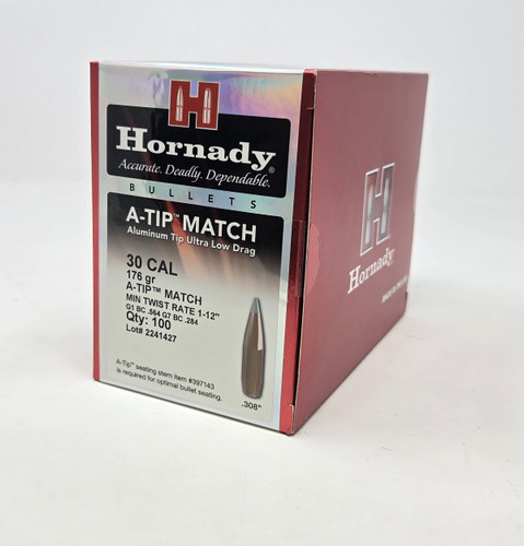 Hornady 30 Cal (.308 Dia) Reloading Bullets H30717 176 Grain A-Tip Match 100 Pieces Hornady 30 Cal (.308 Dia) Reloading Bullets H30717 176 Grain A-Tip Match 100 Pieces