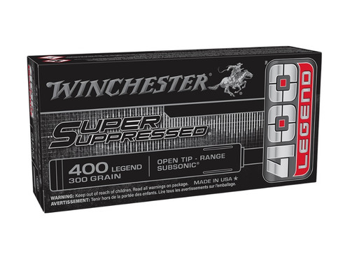 Winchester 400 Legend Ammunition Super Suppressed SUP400 300 Grain Subsonic Open Tip 20 Rounds