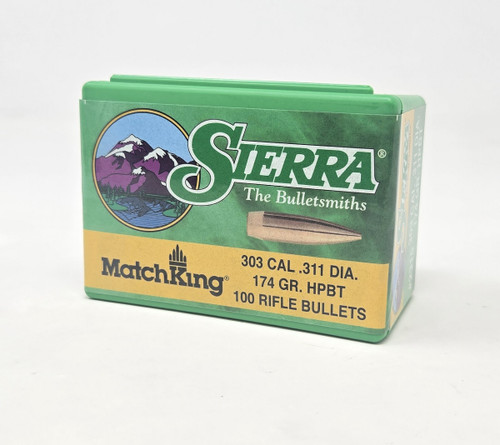 Sierra 303 Cal (.311 Dia) Reloading Bullets Matchking SRAA2315 174 Grain Hollow Point Boat Tail 100 Pieces