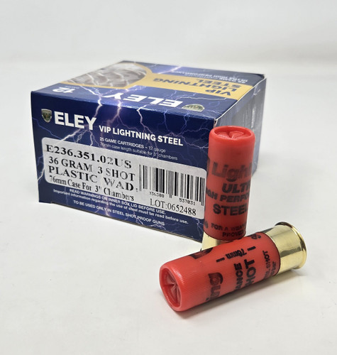 Eley 12 Gauge Ammunition Steel Lightning E23635102US 3" #3 Shot 1-1/4oz 1430fps 25 Rounds