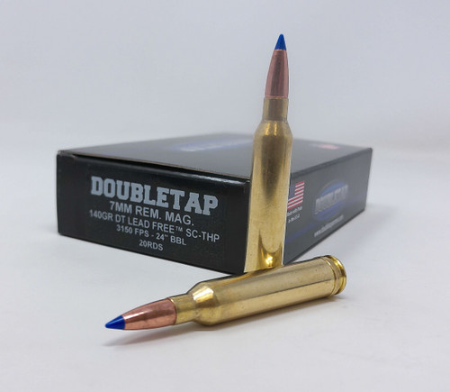 DoubleTap 7mm Rem Mag Ammunition Lead Free 7M140X 140 Grain Solid Copper Tipped Hollow Point 20 Rounds
