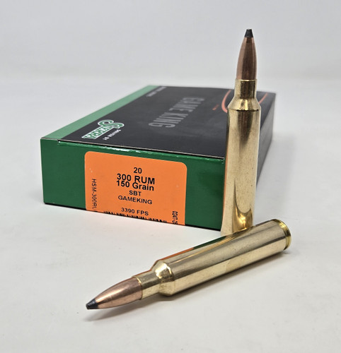 HSM 300 RUM Ammunition Gameking HSM300RUM-11-N 150 Grain Spitzer Boat Tail 20 Rounds