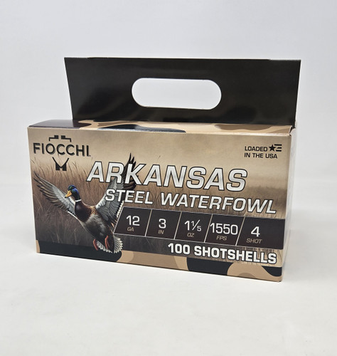 Fiocchi 12 Gauge Ammunition Arkansas Steel Waterfowl FI123ADS4 3" #4 Shot 1-1/5oz 1550fps 100 Rounds