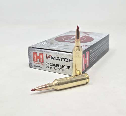 Hornady 22 Creedmoor Ammunition V-Match H83414 69 Grain ELD-VT 20 Rounds