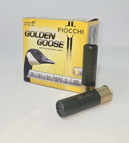 Fiocchi 12 Gauge Ammunition Golden Goose FI1235GG1CASE 3-1/2" #1 Zinc Plated Steel Shot 1-5/8oz 1430fps CASE 250 Rounds