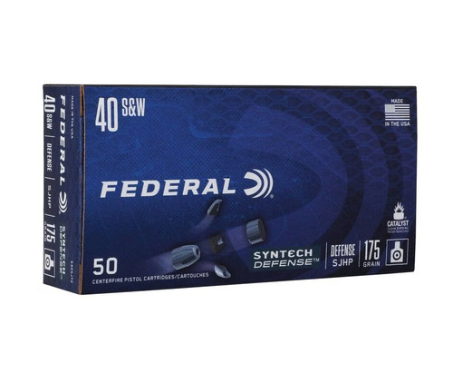 Federal 40 S&W Ammunition Syntech Defense S40SJT2 175 Grain Syntech Segmented Hollow Point 50 Rounds