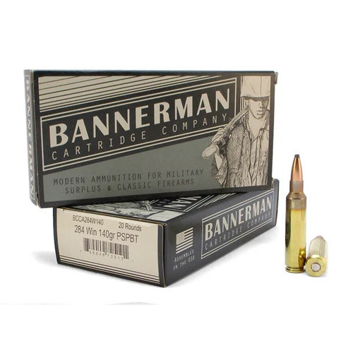 Bannerman 284 Win Ammunition BCCA284W140 140 Grain Pointed Soft Point 20 Rounds
