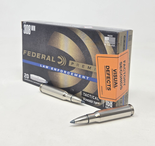 Federal Premium 308 Win Ammunition Factory Seconds F2NDLE308TT2 168 Grain Tactical Bonded Tip 20 Rounds