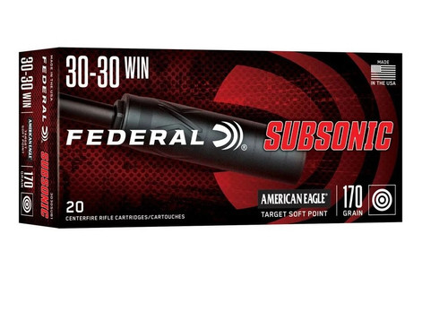 Federal 30-30 Win Ammunition Subsonic F3030SUB1 170 Grain American Eagle Target Soft Point 20 Rounds