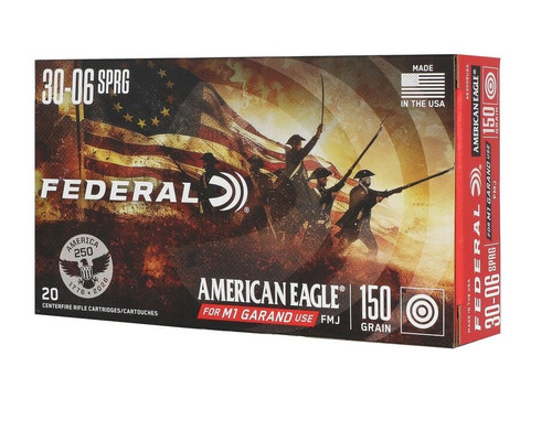Federal American Eagle 30-06 M1 Garand Ammunition USA 250 Anniversary AE3006USA 150 Grain Full Metal Jacket 20 Rounds