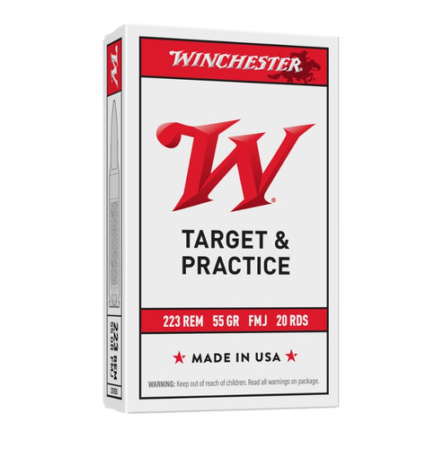 Winchester 223 Rem Ammunition Target & Practice W223K 55 Grain Full Metal Jacket 20 Rounds
