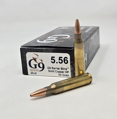 G9 Defense 5.56x45mm Ammunition Barrier Blind B-556-54A 54 Grain Solid Copper Hollow Point 20 Rounds