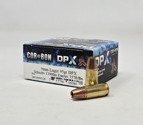 Corbon 9mm Ammunition DPX DPX099520 95 Grain Solid Copper Hollow Point 20 Rounds