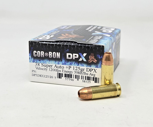 Corbon 38 Super Auto +P Ammunition DPX DPX38X12520 125 Grain Solid Copper Hollow Point 20 Rounds