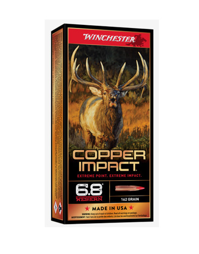 Winchester 6.8 Western Ammunition Copper Impact X68WCLF 162 Grain Solid Copper Ballistic Tip 20 Rounds