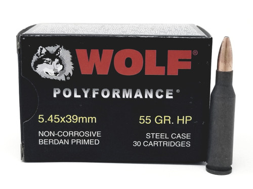 Wolf 5.45x39mm Ammunition WPA Polyformance 55 Grain Hollow Point 30 Rounds