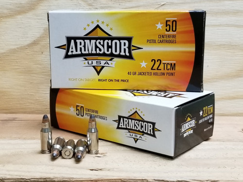 Armscor 22 TCM Ammunition 40 Grain Jacketed Hollow Point 50 rounds