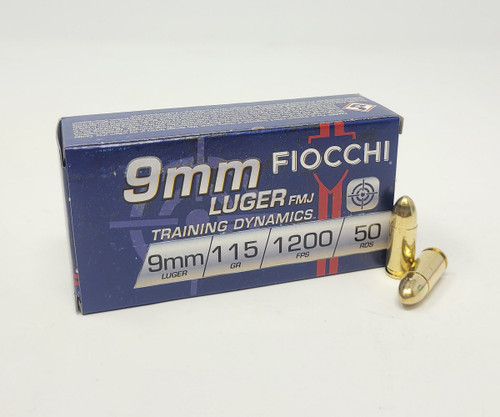 Fiocchi 9mm Ammunition Shooting Dynamics 9AP 115 Grain Full Metal Jacket 50 Rounds