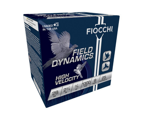 Fiocchi 28 Gauge Ammunition 28HV9 2-3/4" #9 Chilled Lead Shotshell 3/4 oz 1300 fps Case of 250 Rounds