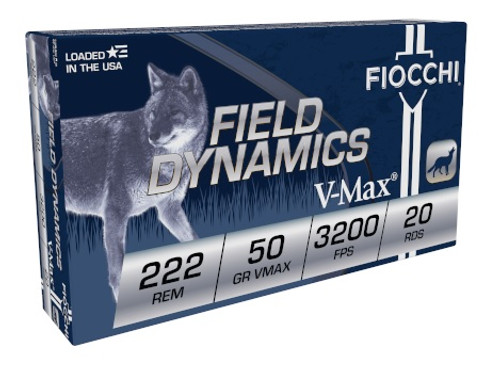 Fiocchi 222 Remington Extrema Ammunition FI222HVA 50 Grain V-MAX 20 rounds