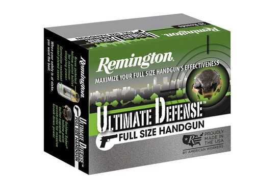 Remington 45 Auto Ammunition Ultimate Defense Full Size Handgun HD45APBN 230 Grain Golden Saber Brass Jacketed Hollow Point 20 Rounds