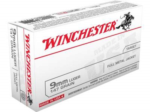 Winchester 9mm Ammunition Best Value USA9MM1 147 Grain Full Metal Jacket 50 Rounds