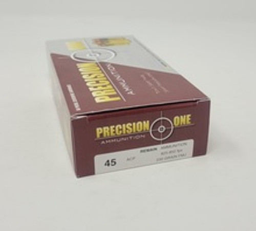 Precision One 45 Auto Ammunition REMAN 230 Grain Full Metal Jacket 50 rounds