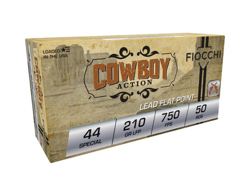 Fiocchi 44 Special Cowboy Action Ammunition FI44SCA 210 Grain Lead Round Nose Flat Point  50 rounds