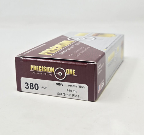 Precision One 380 Auto Ammunition 100 Grain Full Metal Jacket 50 rounds
