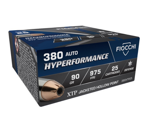 Fiocchi 380 Auto Ammunition FI380XTP25 90 Grain XTP Jacketed Hollow Point 25 rounds