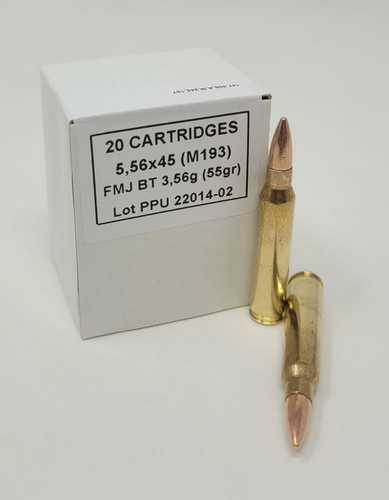 Prvi PPU 5.56x45mm NATO Ammunition M193 PP52 55 Grain Full Metal Jacket 20 rounds