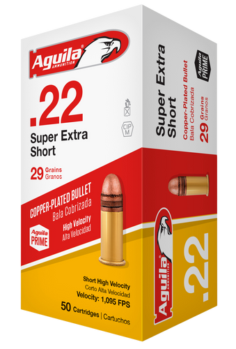 Aguila 22 Short Ammunition SuperExtra 1B222110 High Velocity 29 Grain  Copper Plated Round Nose 50 rounds