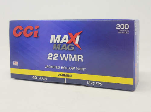 CCI 22 WMR Ammunition Maxi-Mag 0958 40 gr JHP 200 rounds