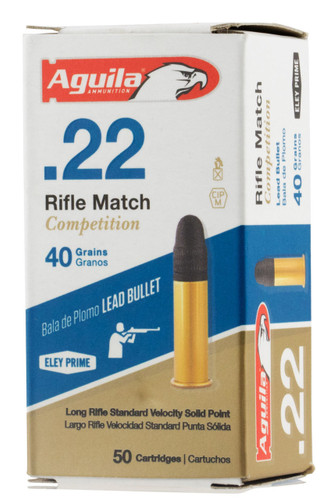 Aguila 22LR Ammunition Rifle Match 1B222518 40 Grain Lead Round Nose 50 rounds