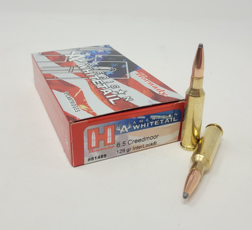 Hornady 6.5 Creedmoor Ammunition American Whitetail 81489 129 Grain Interlock Soft Point 20 Rounds