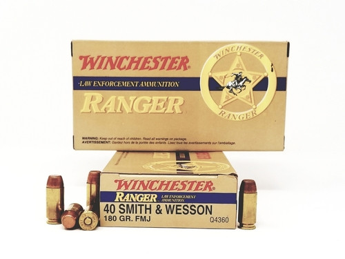 Winchester 40 S&W Ammunition Ranger Q4360 180 Grain Full Metal Jacket 50 Rounds